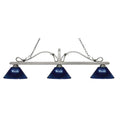 Antique Silver Dark Blue 3 Light Billiard Light D57859