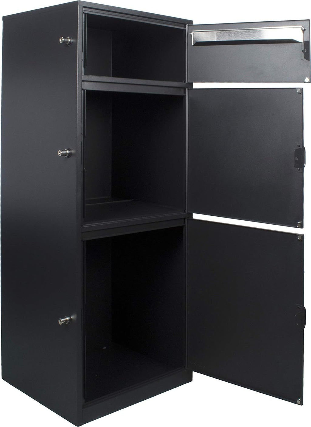 Black Steel Freestanding Parcel Drop Mail Box with Locking Letterbox Z561572