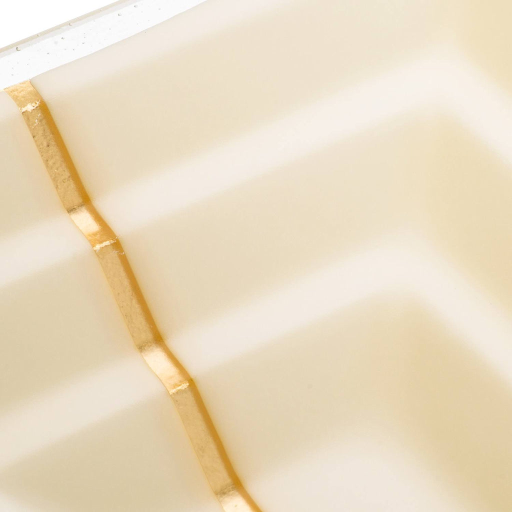 Cream Glass Small Rectangular Sink with Gold Accent T190