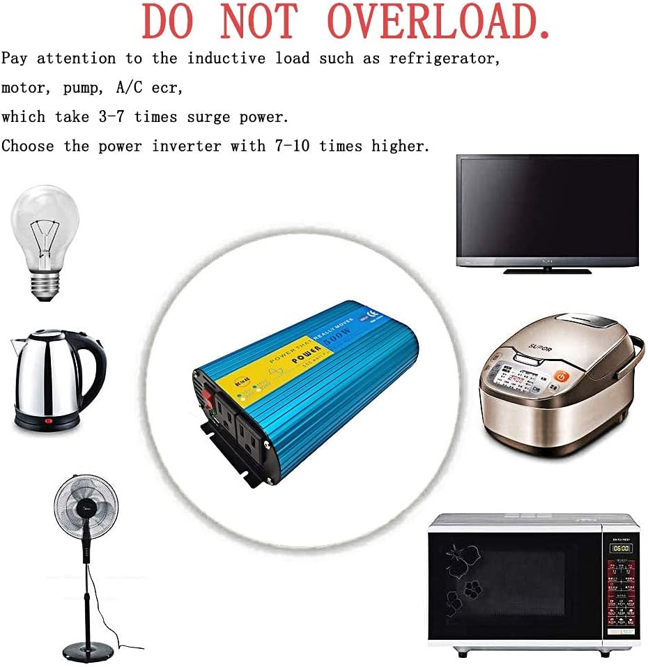 500W Pure Sine Wave Power Inverter DC 12V to AC 110V with 2.1A USB Charging Port and 2 AC Outlets, Pack of 2 F420