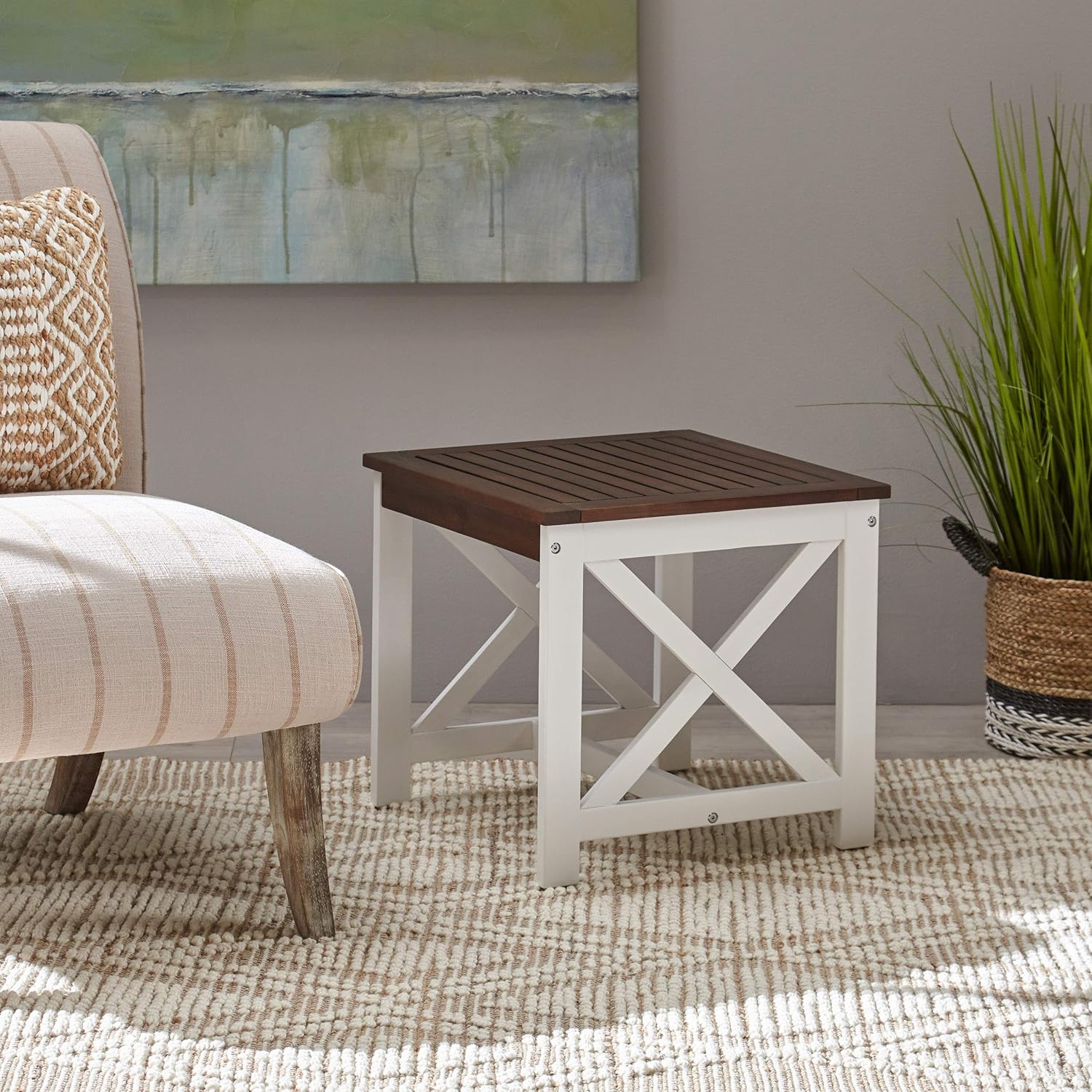 Acacia Wood End Table, Dark Brown Finish G159615