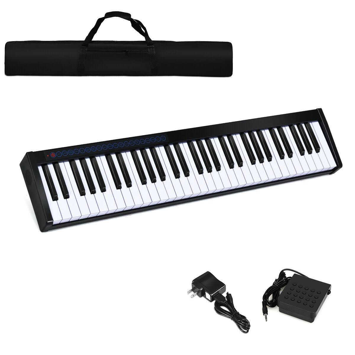 Black 61-Key Portable Digital Stage Piano with Carrying Bag H980