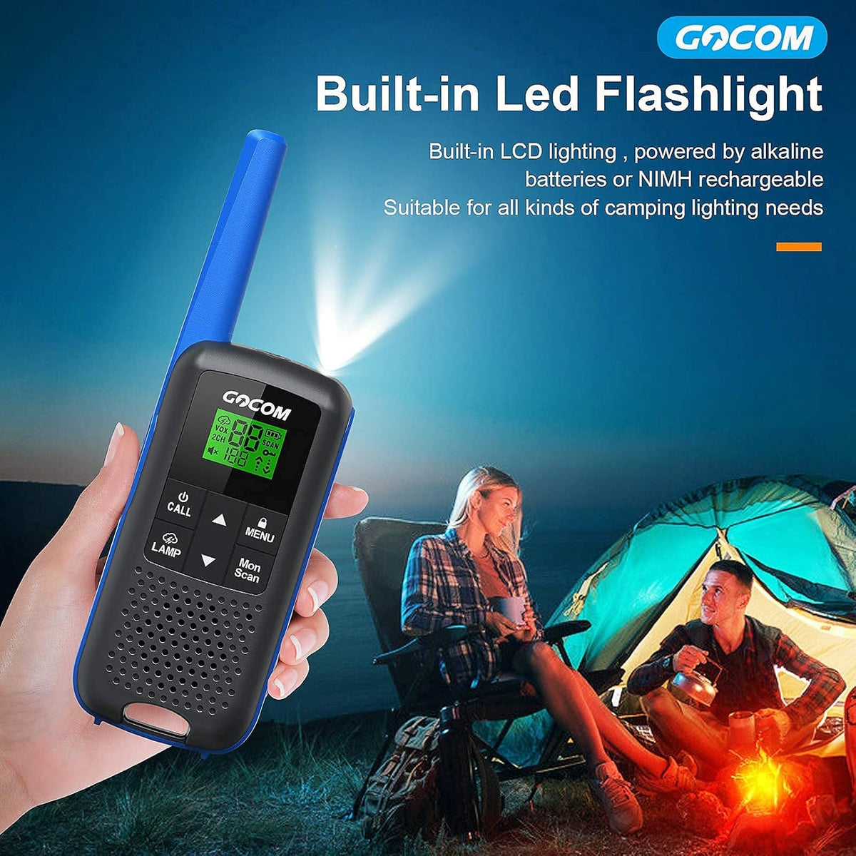 Adults Walkie Talkies Long Range IPX4 Waterproof Two Way Radio Rechargeable 22 Channel 4 Pack U48105