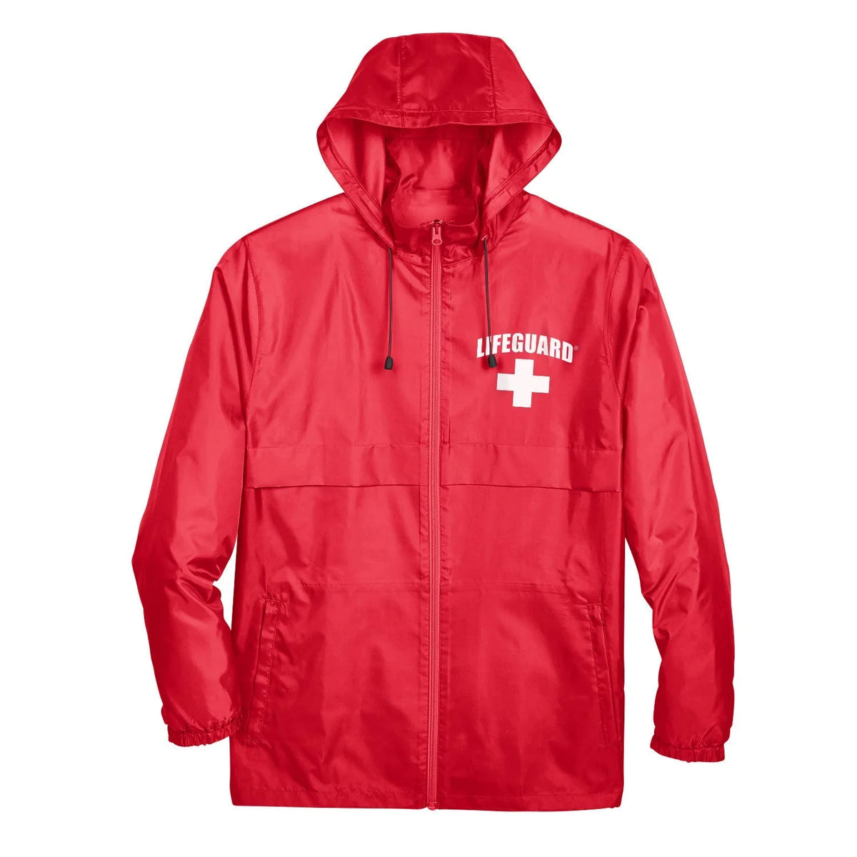 Red Water Resistant Windbreaker Jacket with Hood (L) C453