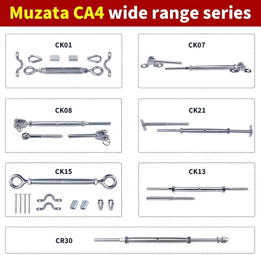 10 Set 1/8 Cable Railing Kit Hardware Heavy Duty Turnbuckle M5 Eye to Eye Stainless Steel E212210