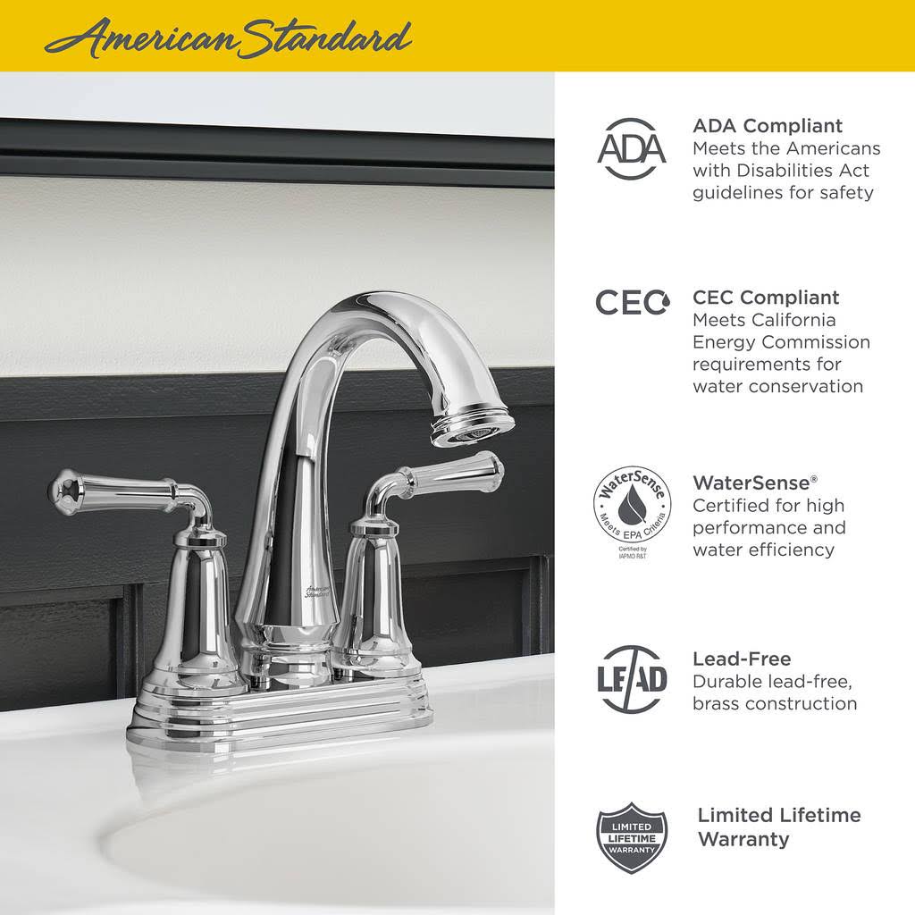 Polished Chrome Centerset Bathroom Faucet with Pop-Up Drain N6140