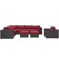 Red Rattan Nine PCS Sectional Sofa Set V17309