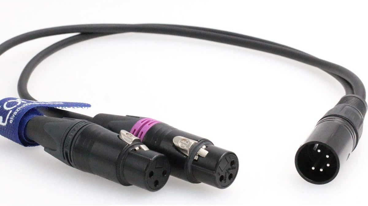 5-pin to 3-pin XLR Arri Camera Dual Channel Audio Signal Cable P51349