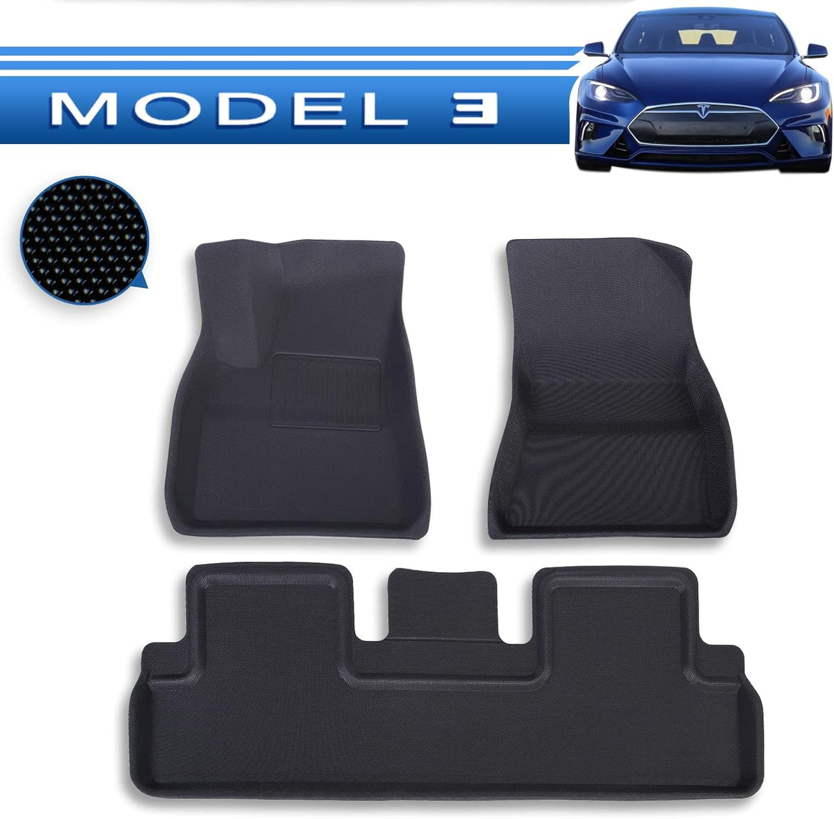 3Pcs/Set Black All Weather Car Floor Liners G93905