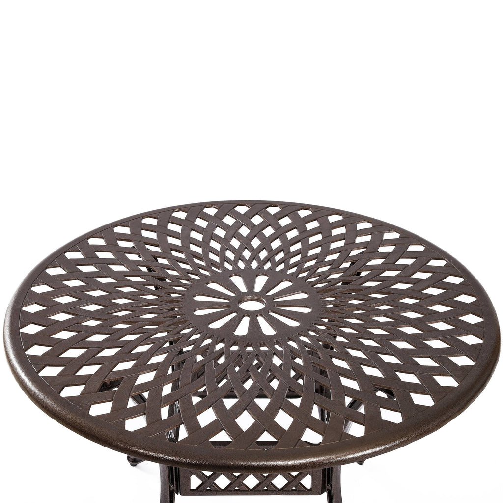 Cast Aluminum Outdoor Patio Dining Table with Lattice Weave Design in Bronze Z181320