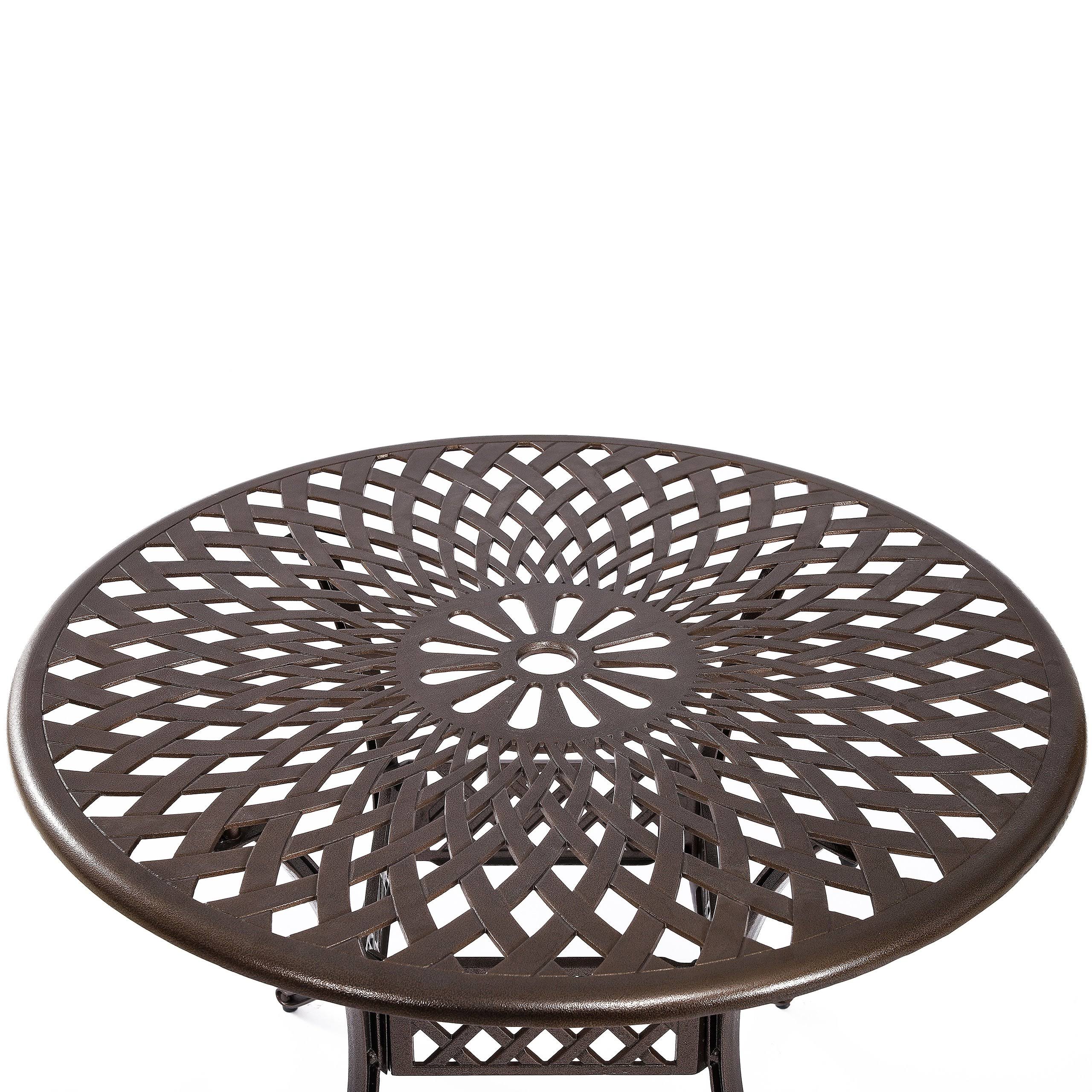 Cast Aluminum Outdoor Patio Dining Table with Lattice Weave Design in Bronze Z181320