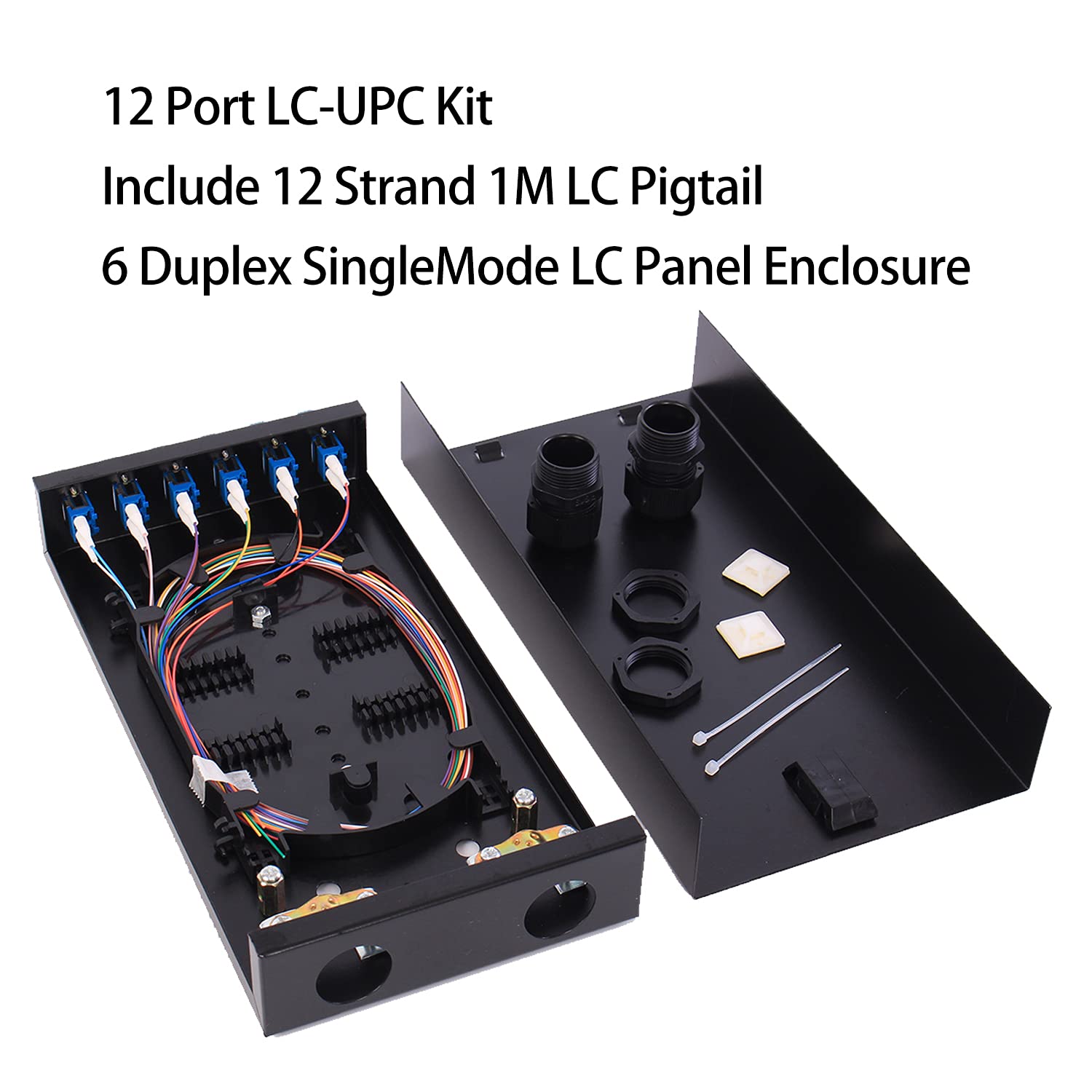 6 Port Duplex Box Cables Wall Mount Fiber Enclosure with Spool Singlemode LC-UPC Kit I9676