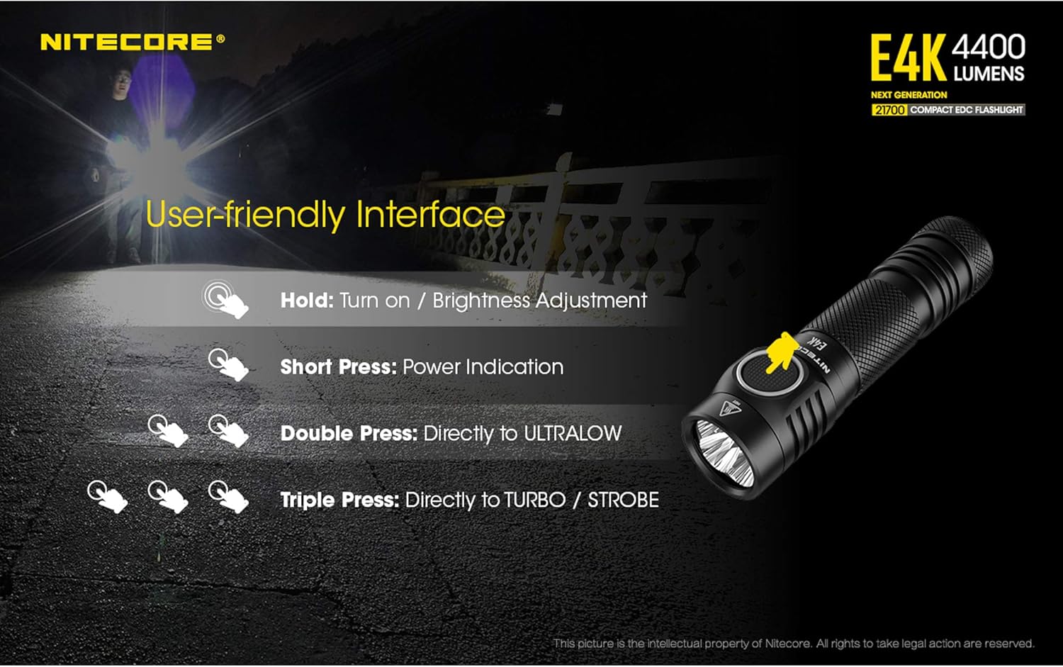 4400 Lumen EDC Flashlight with 5000mAh USB-C Rechargeable Battery O383599