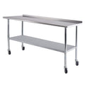 Stainless Steel Table 24 x 72 Inches with Caster Wheels and Undershelf I787