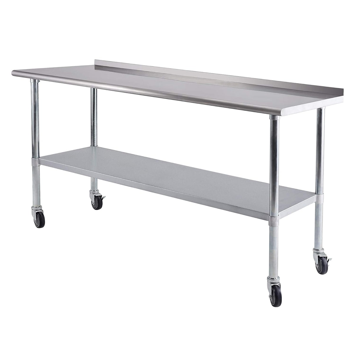 Stainless Steel Table 24 x 72 Inches with Caster Wheels and Undershelf I787