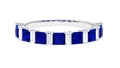 14K White Gold Princess Cut Blue Sapphire Half Eternity Ring with Diamond Z366842