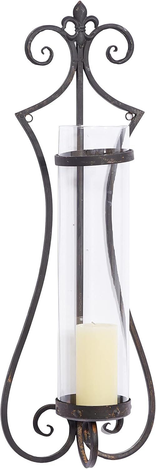 Metal Glass Candle Sconce, 7 by 27-Inch D939748