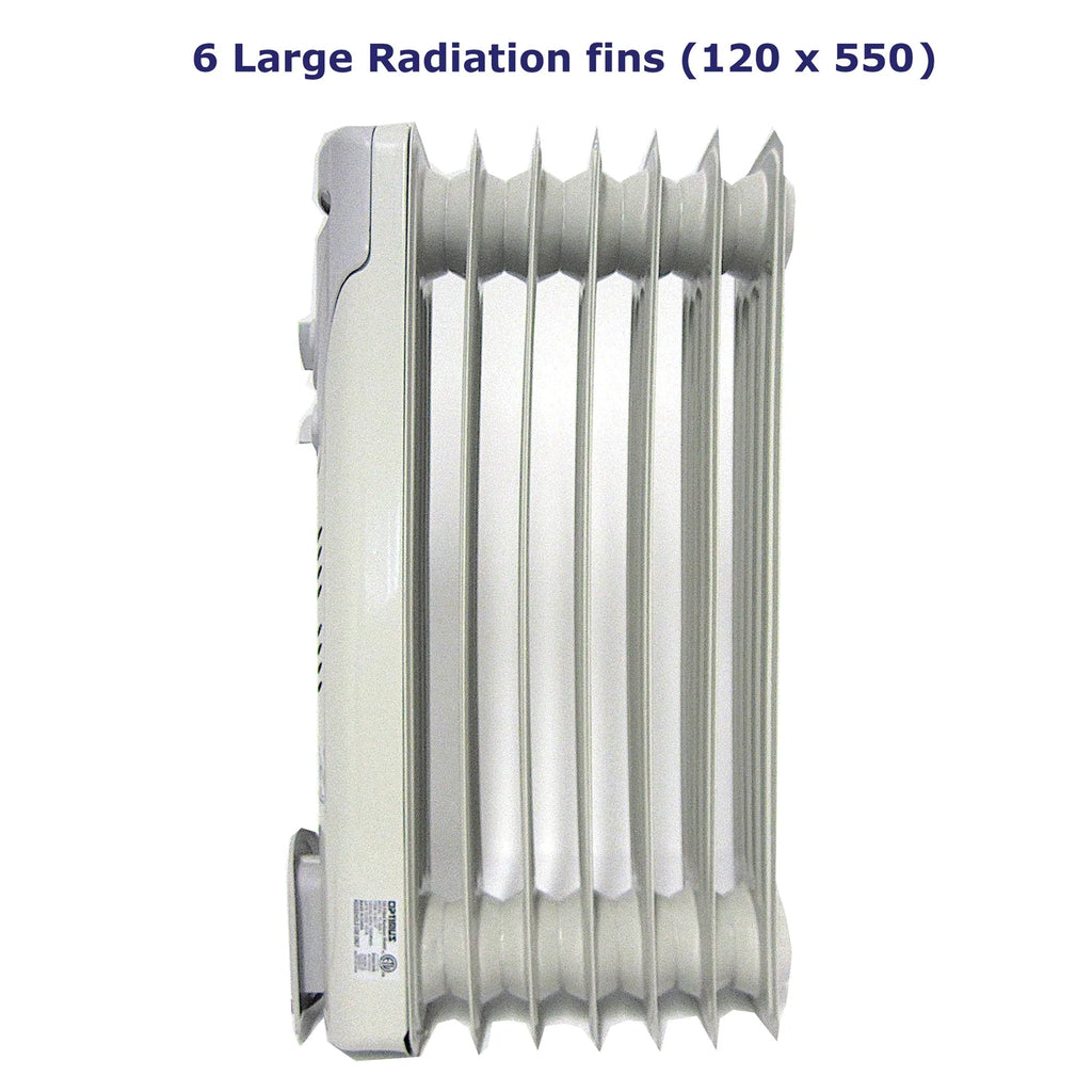 3-Setting 7-Fin Portable Oil-Filled Radiator Heater with Thermostat and Wheels K176469