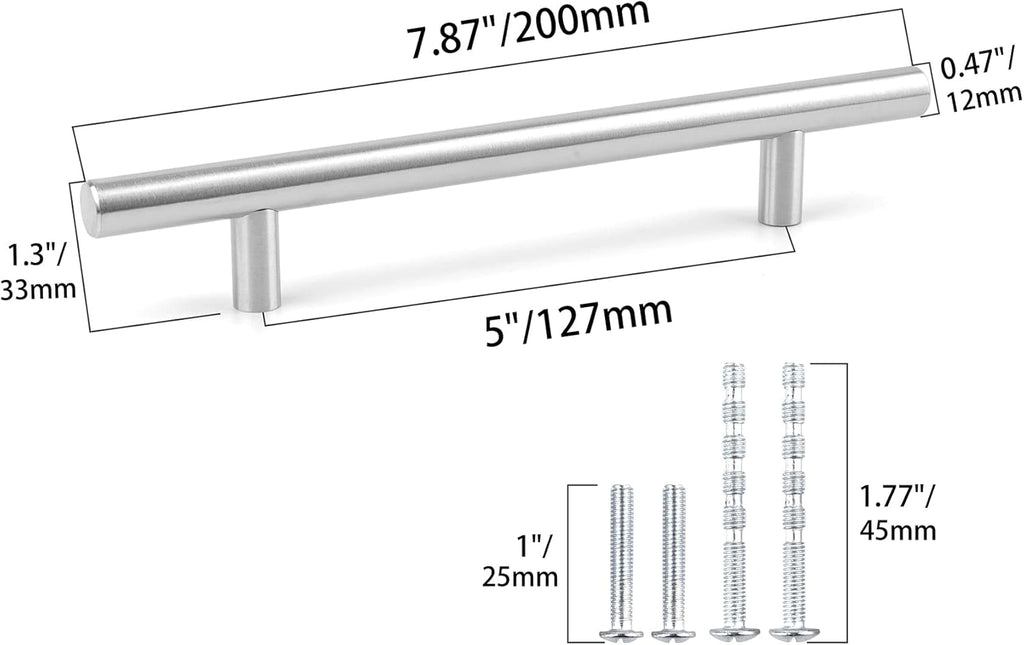 30 Pack Satin Nickel Cabinet Pulls, 7.8 Inch Overall Length, 5 Inch Hole Center X56730