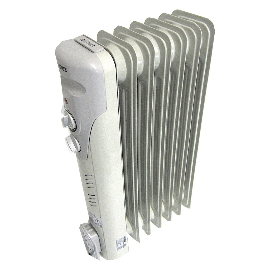 3-Setting 7-Fin Portable Oil-Filled Radiator Heater with Thermostat and Wheels K176469