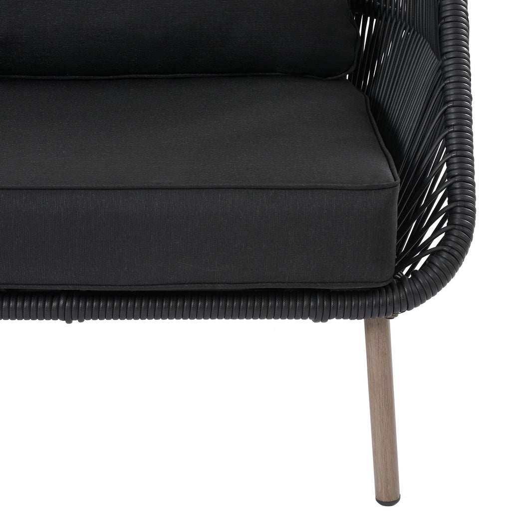 Black Wicker Outdoor Accent Chair with Cushions H41104