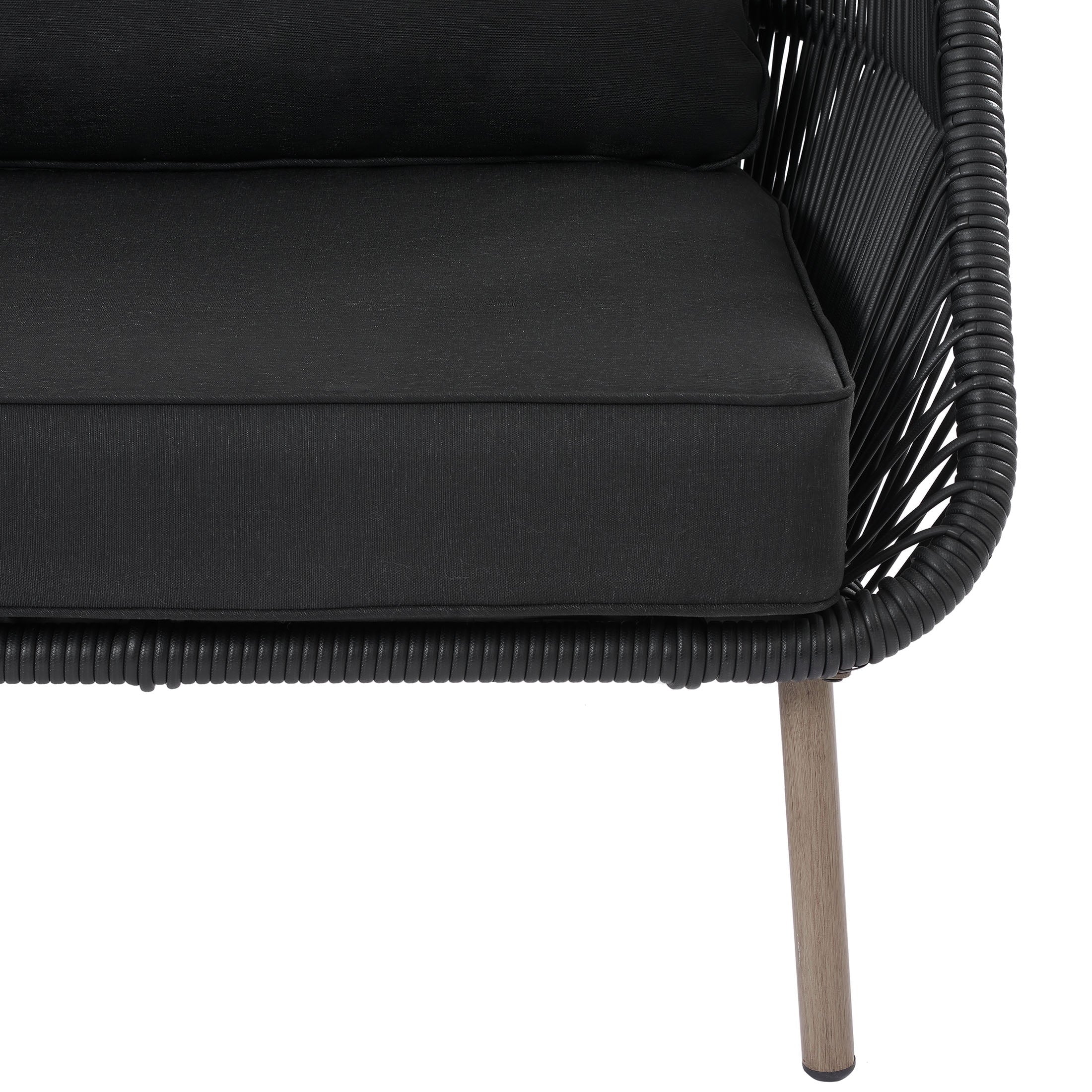 Black Wicker Outdoor Accent Chair with Cushions H41104