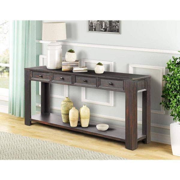 Black Grange Regency Console Table with 4-Drawer Q59372