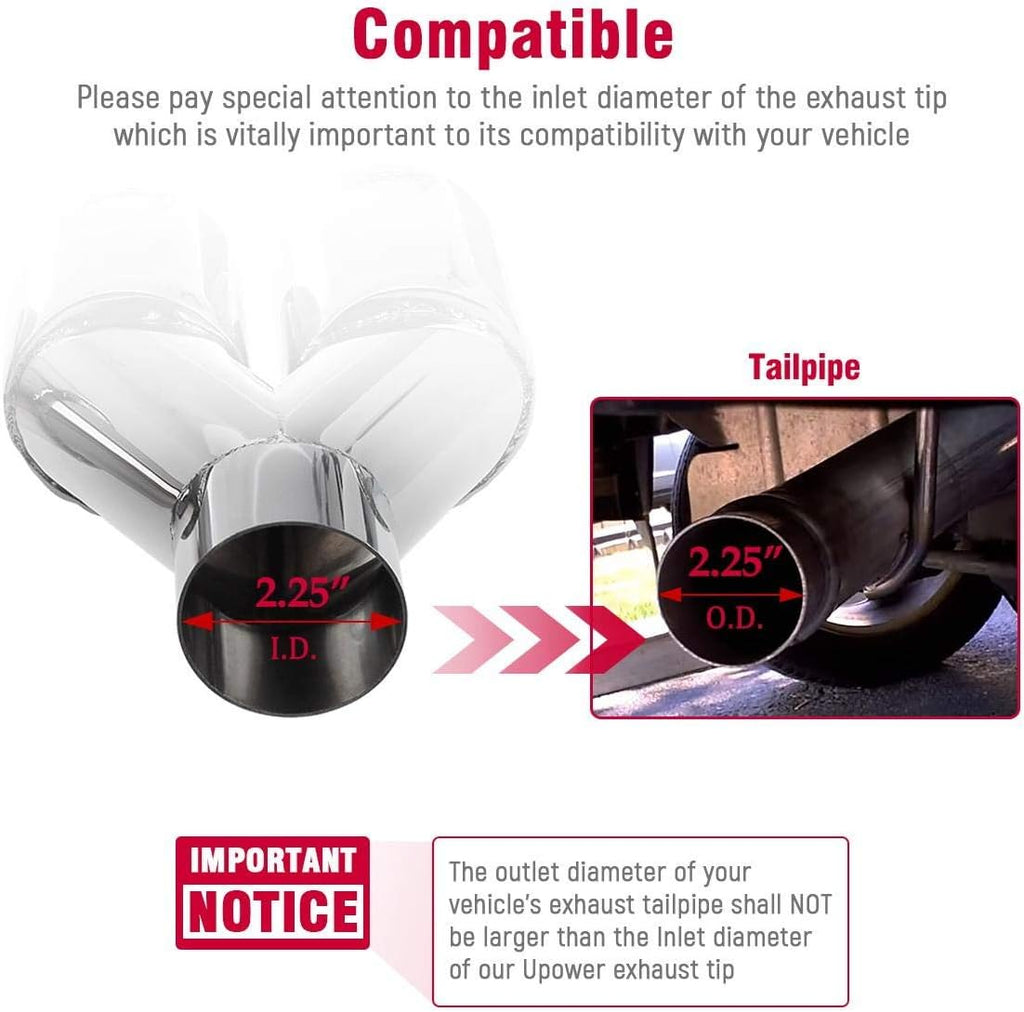 2PCS 304 Stainless Steel Universal Exhaust Tailpipe Tips I670123