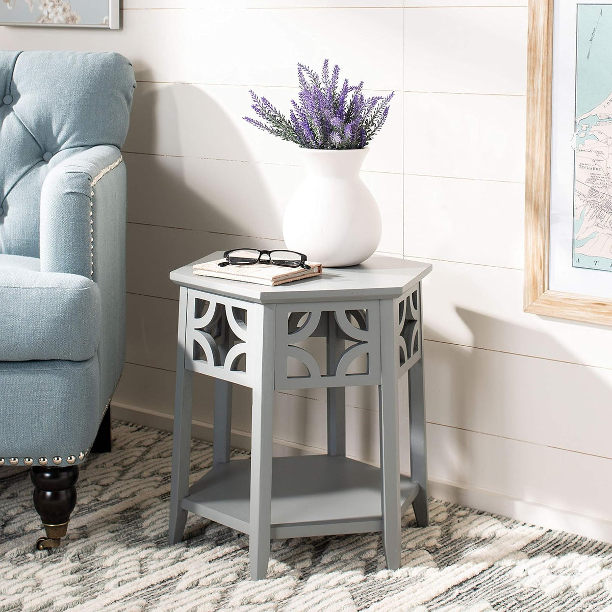 Light Brown Hexagon End Table T93405