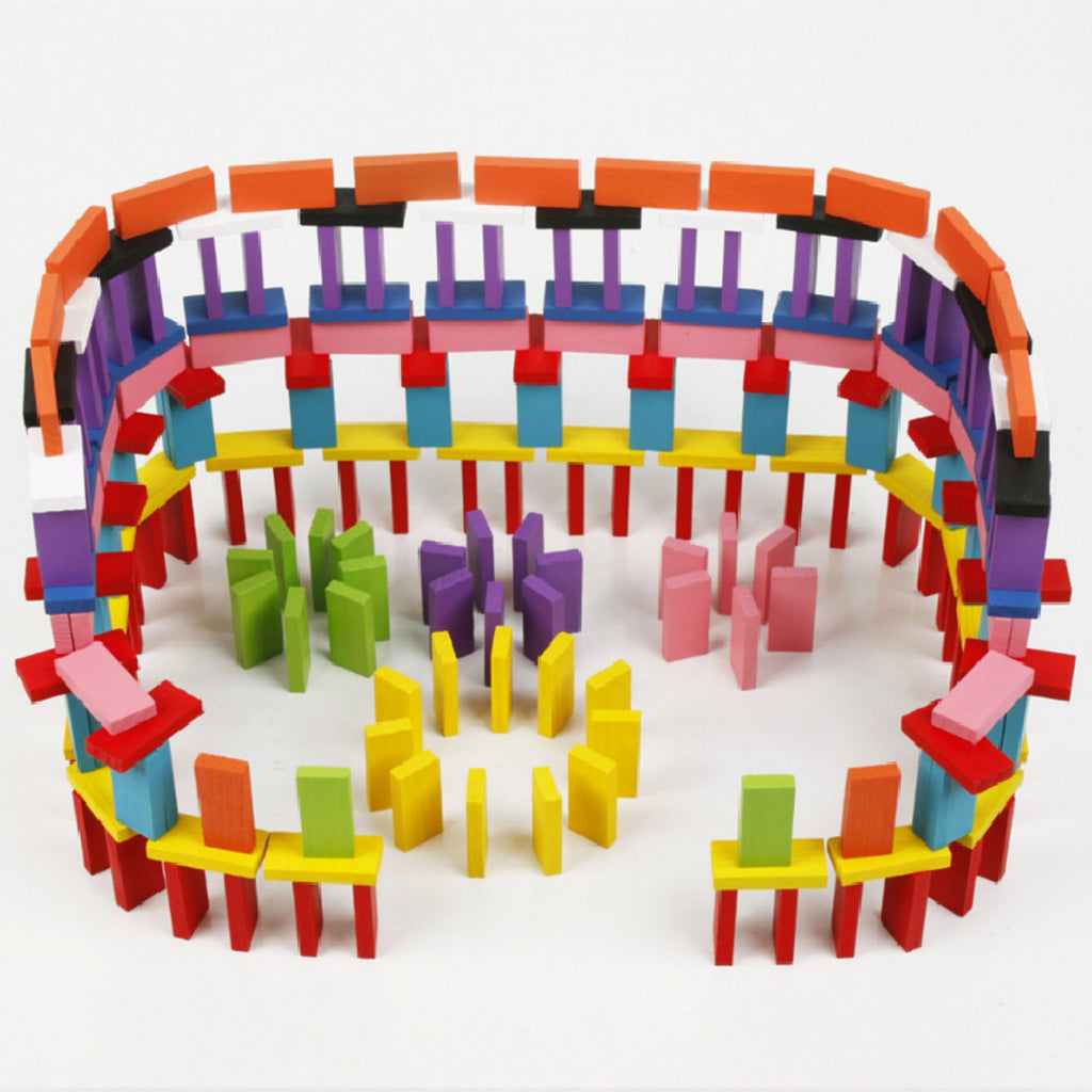 120Pcs Wooden Domino Blocks Building and Stacking Toy U80116