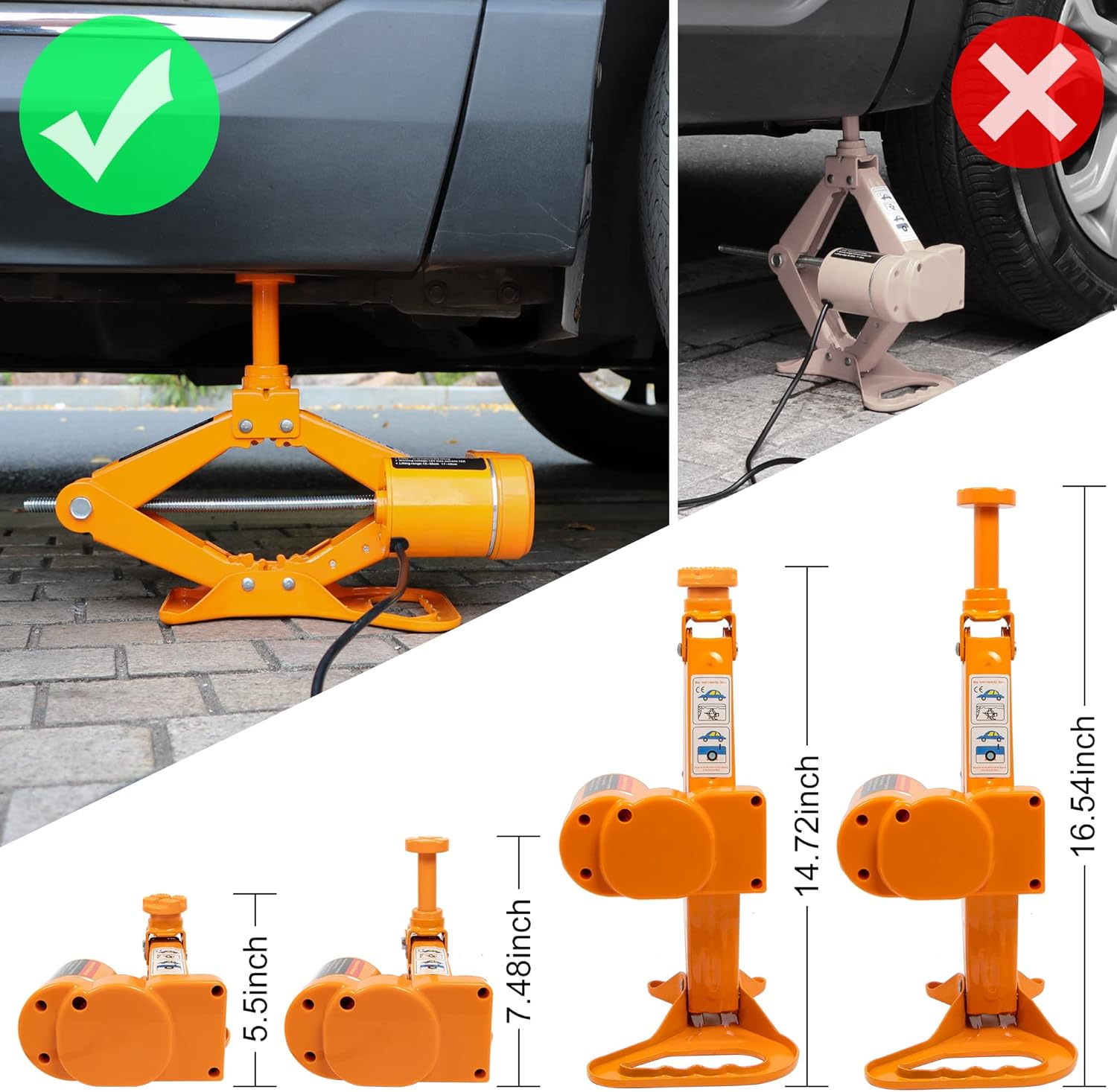3 Ton 12V Electric Scissor Jack with Impact Wrench and Tire Inflator Pump C907505