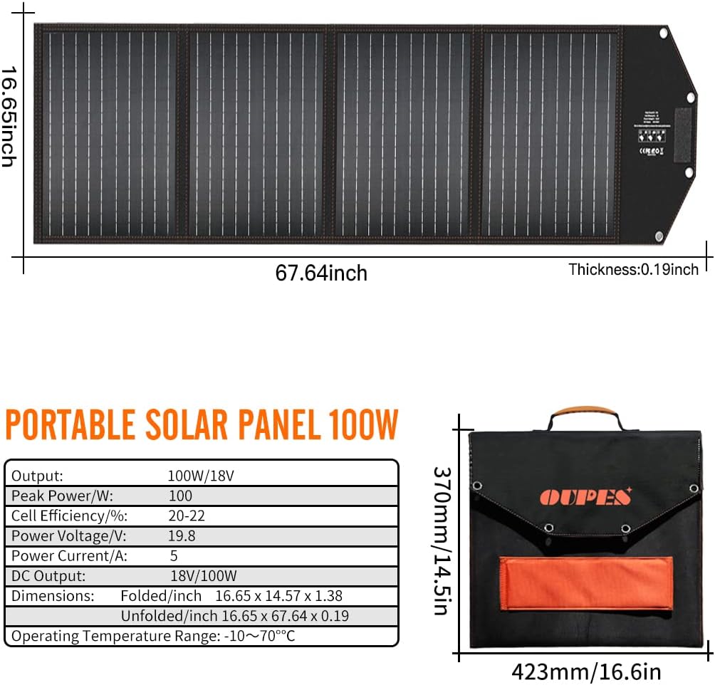 Solar Generator 1800W/1488Wh with 2 X 100W Foldable Solar Panel Portable Power Station LiFePO4 Battery N4511