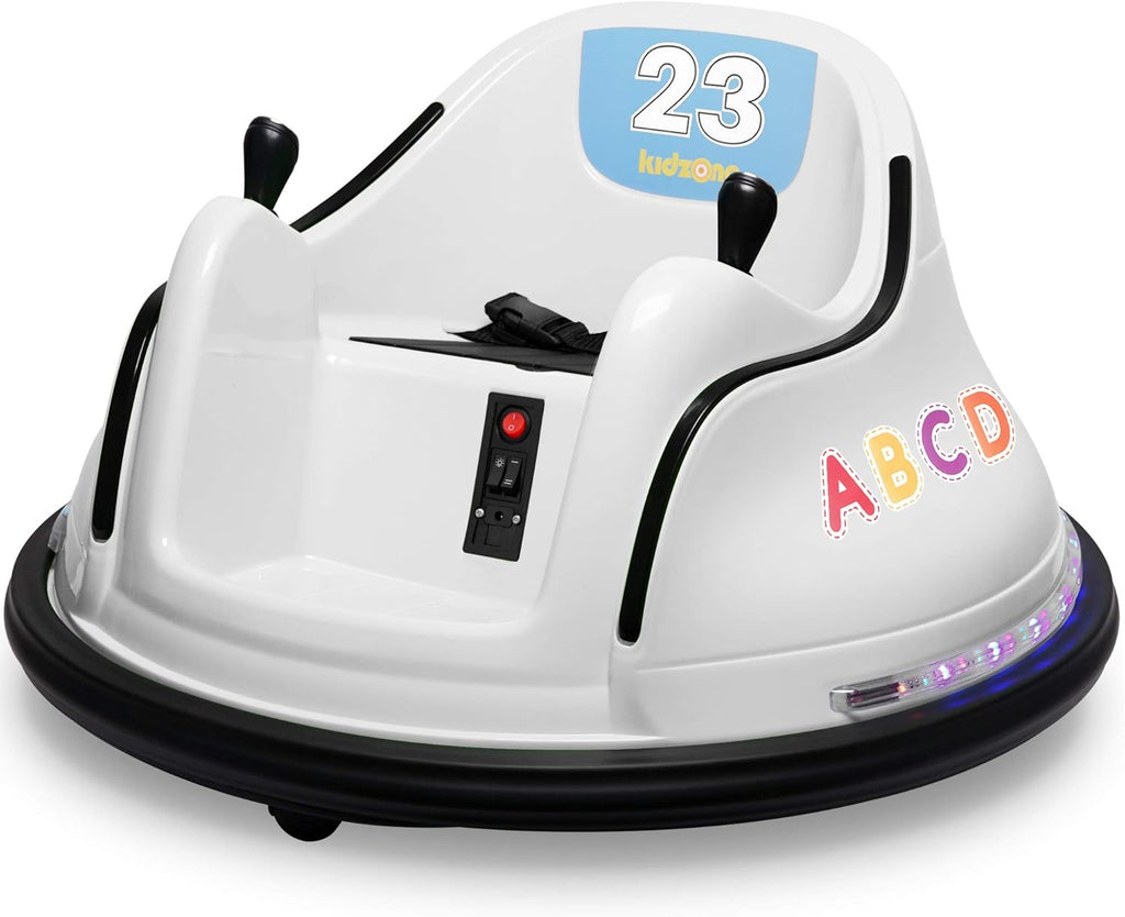 White 12V Electric Ride On Bumper Car with Remote Control A50626
