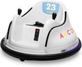White 12V Electric Ride On Bumper Car with Remote Control A50626