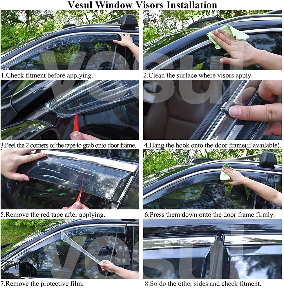Smoke Pack of 2 Stainless Steel Trim Window Visor for Nissan Rogue 2021 2022 N735