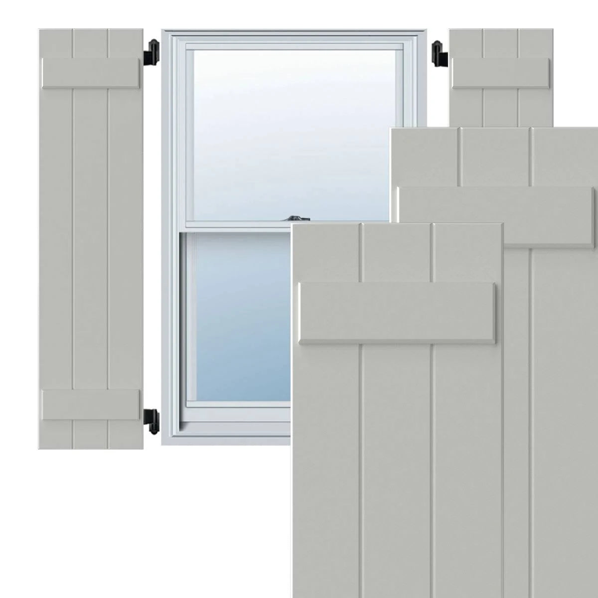 White Composite Board-n-Batten Shutters, Per Pair W5843