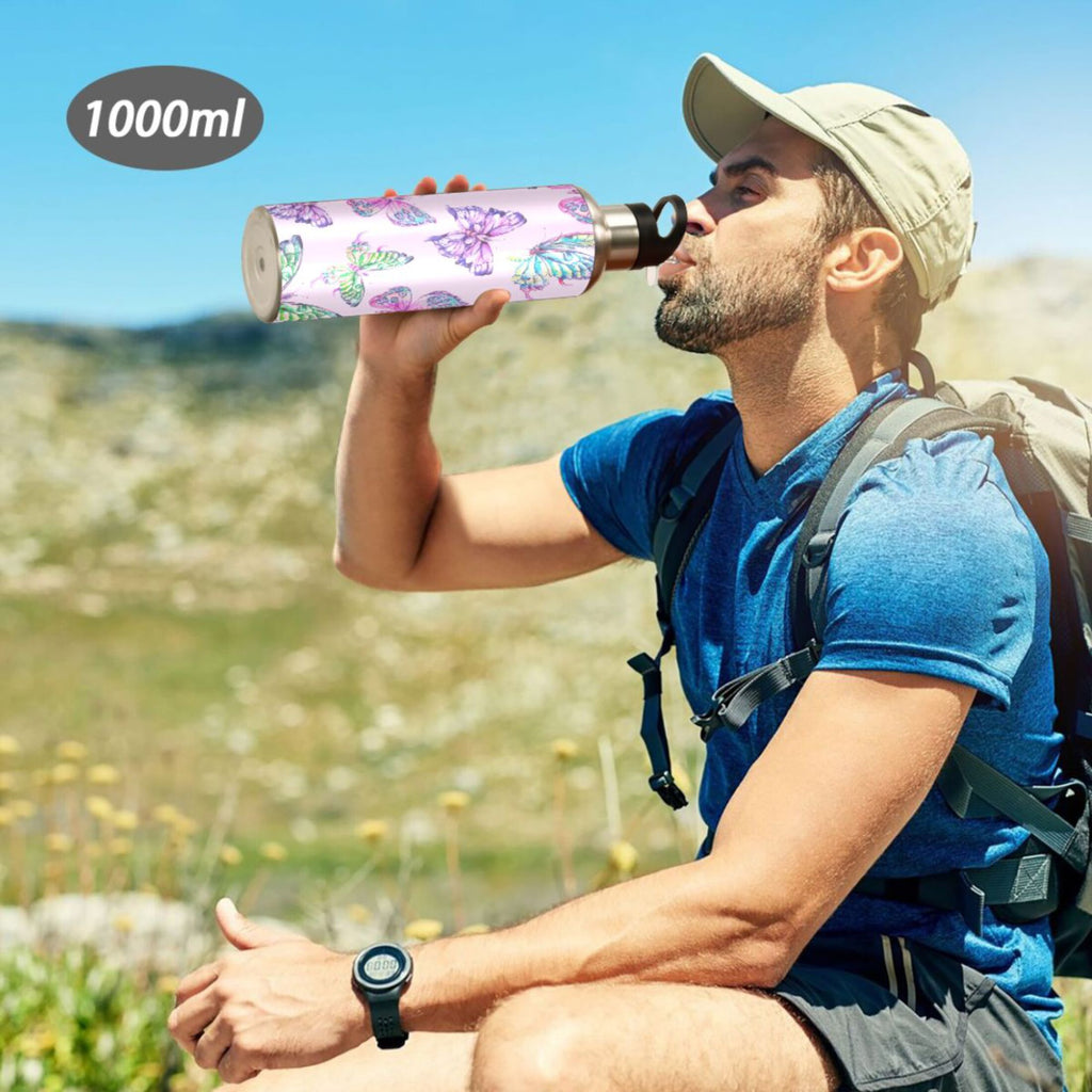 Pink Stainless Steel Insulated Water Bottle with Straw Lid L819418