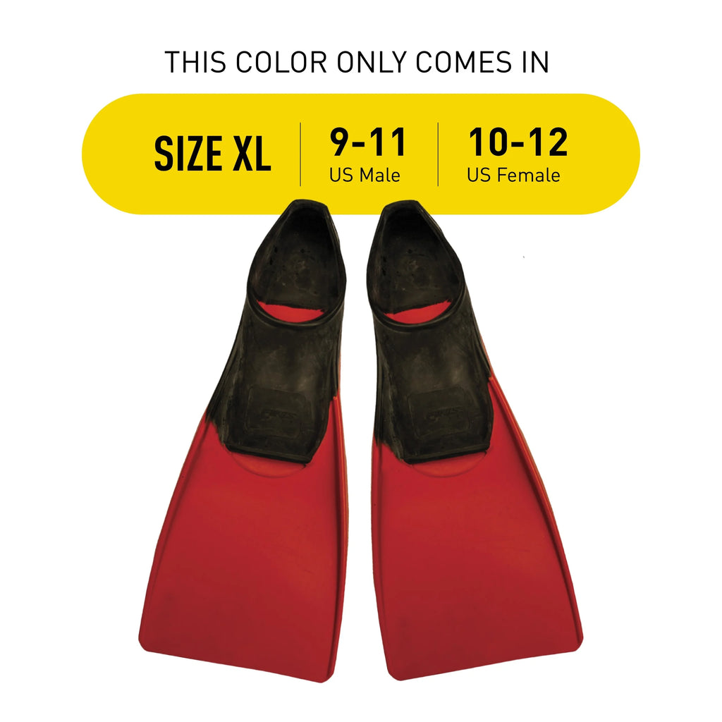 Long Floating Fins for Swimming, Adult XL, Black/Red B727