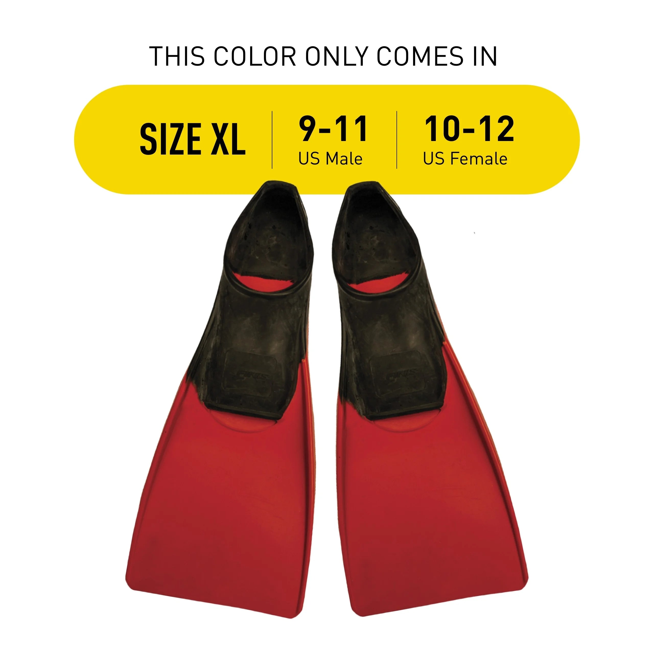 Long Floating Fins for Swimming, Adult XL, Black/Red B727