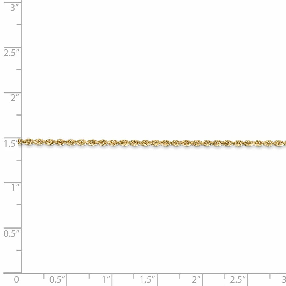 14kt Yellow Gold 1.6mm Solid Rope Chain 22 inch Lobster Clasp O47960