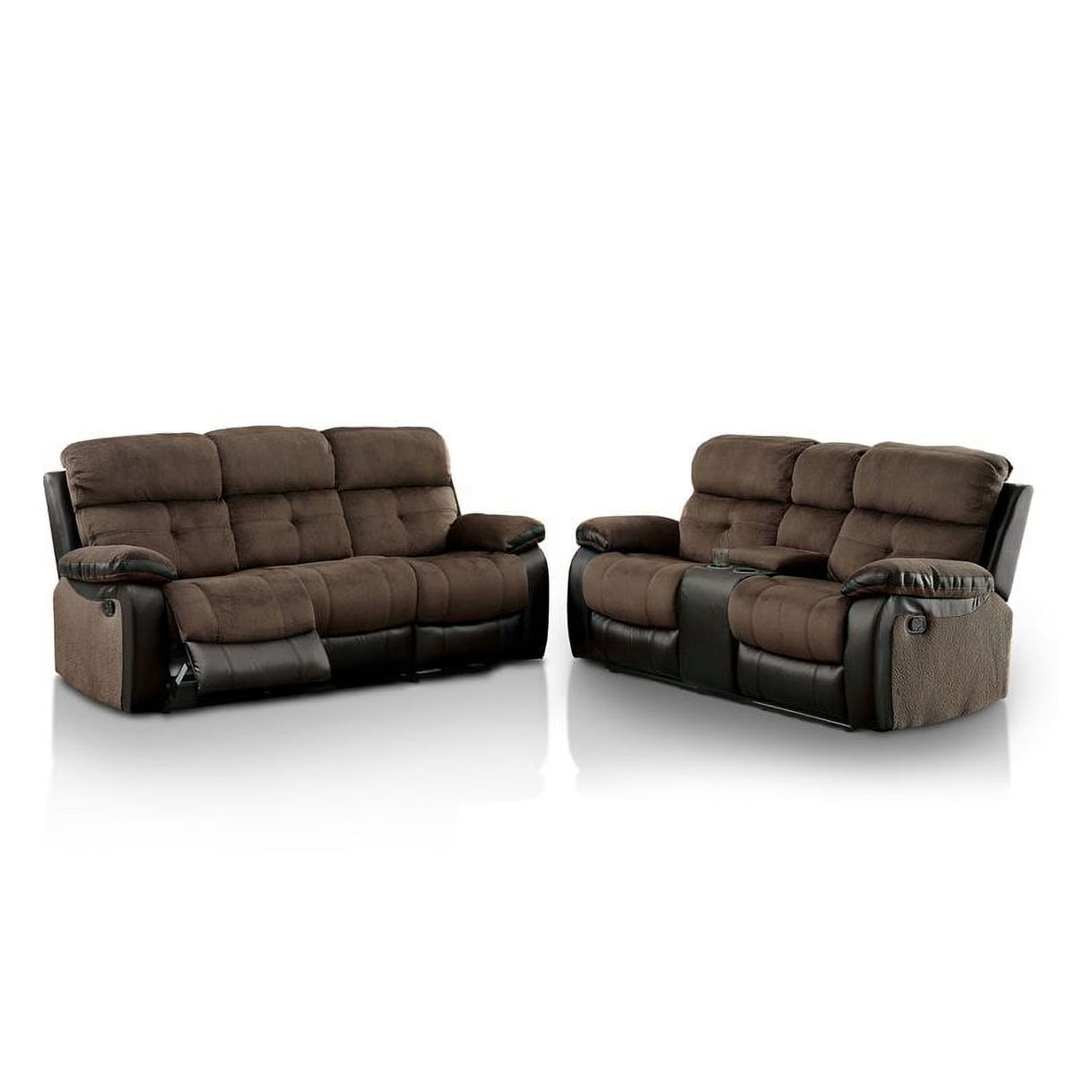 Faux Leather 2-Piece Sofa Set in Brown and Black Y514515