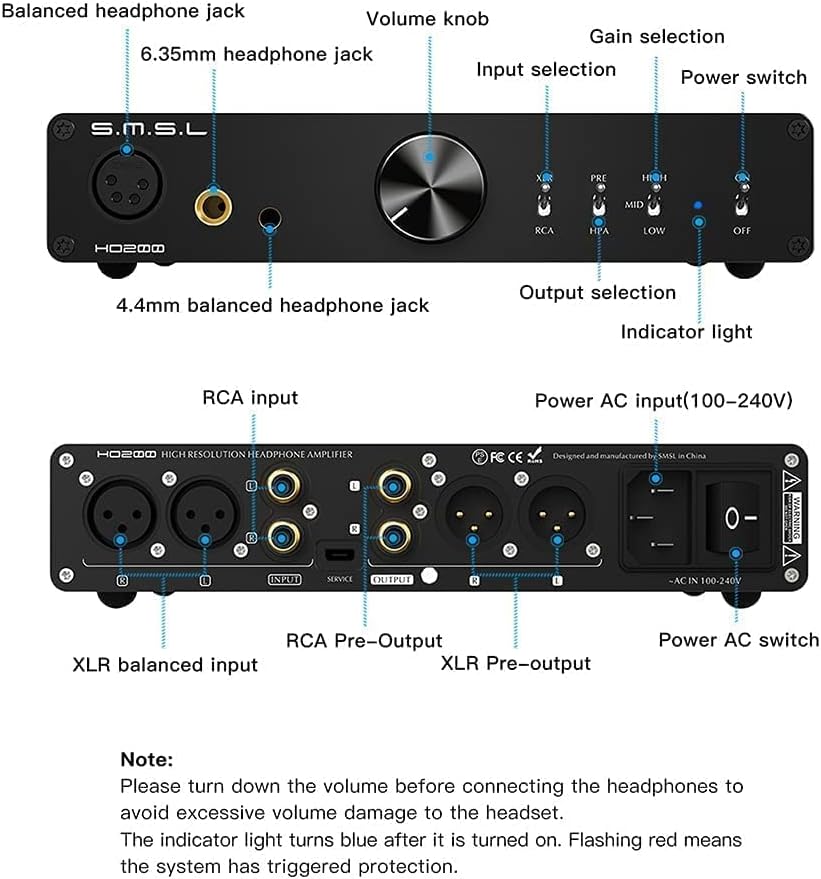 Hi-Res Balanced Headphone Amplifier with RCA/XLR Input 6.35mm 4.4mm XLR Balanced Output D6735