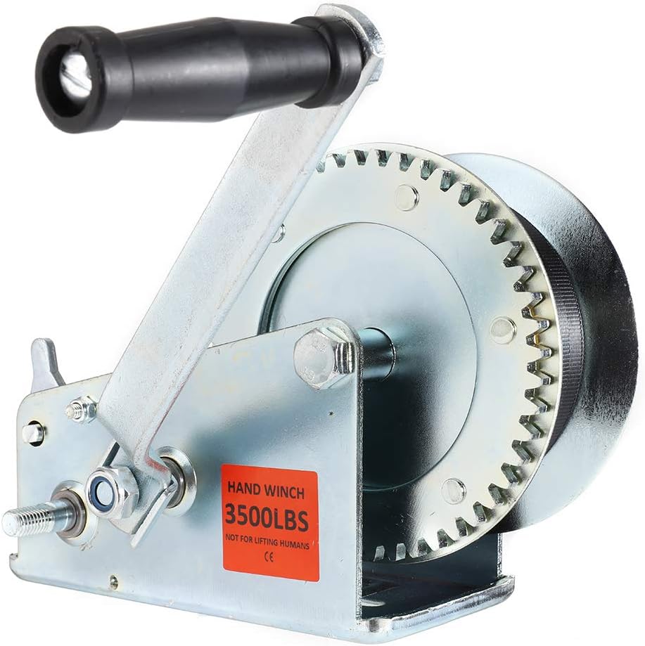 Hand Winch Crank Cable 3500lbs, 23ft Black Webbing, Pack of 2 K28868