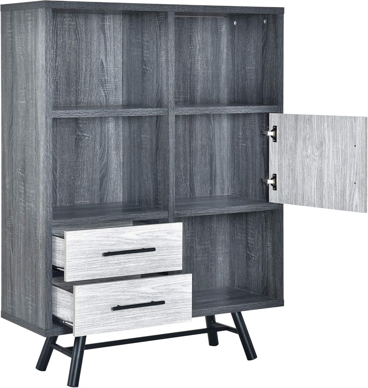 Sonoma Oak Gray Oak Black 6 Shelf Cabinet C6380