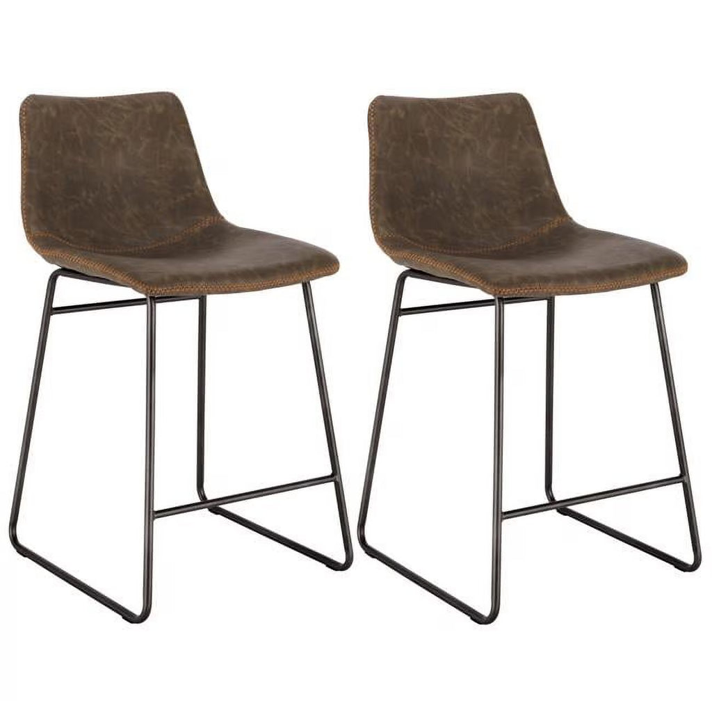 Set of Two Faux Leather Counter Height Bar Stools Y637