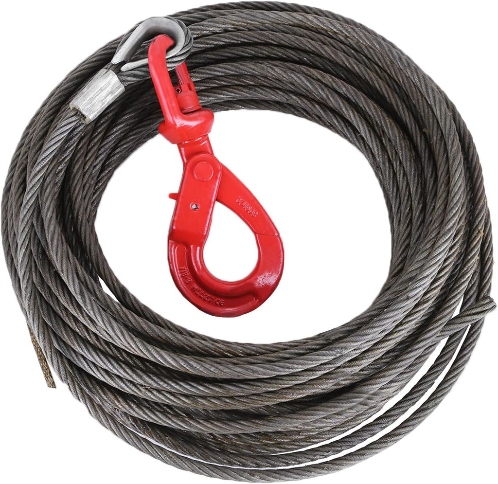 3/8" x 50' Wire Rope Winch Cable with Swivel Hook, Pack of 2 Z611451