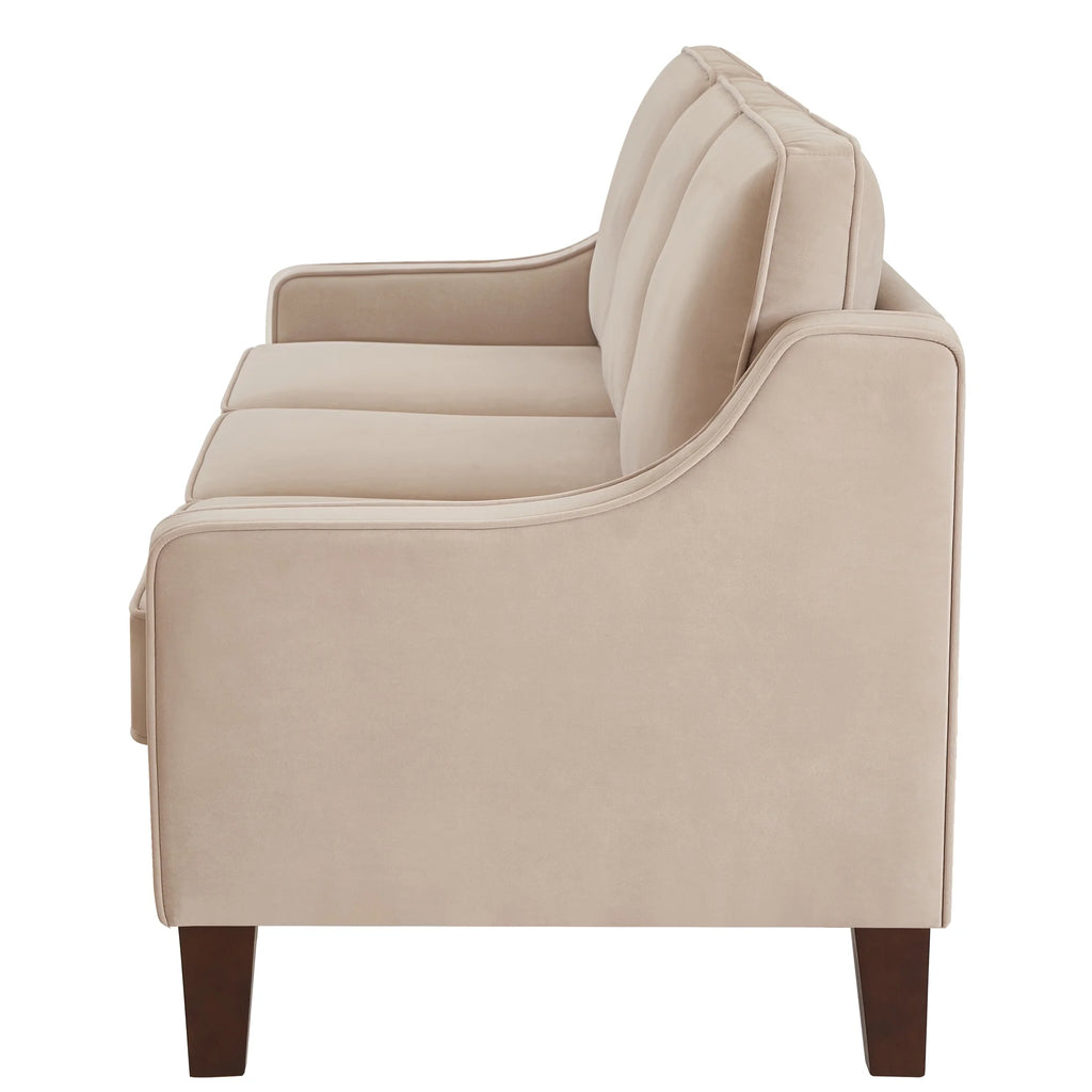 Taupe Velvet 3 Piece 3-Seat Sofa with Removable Cushions D759104