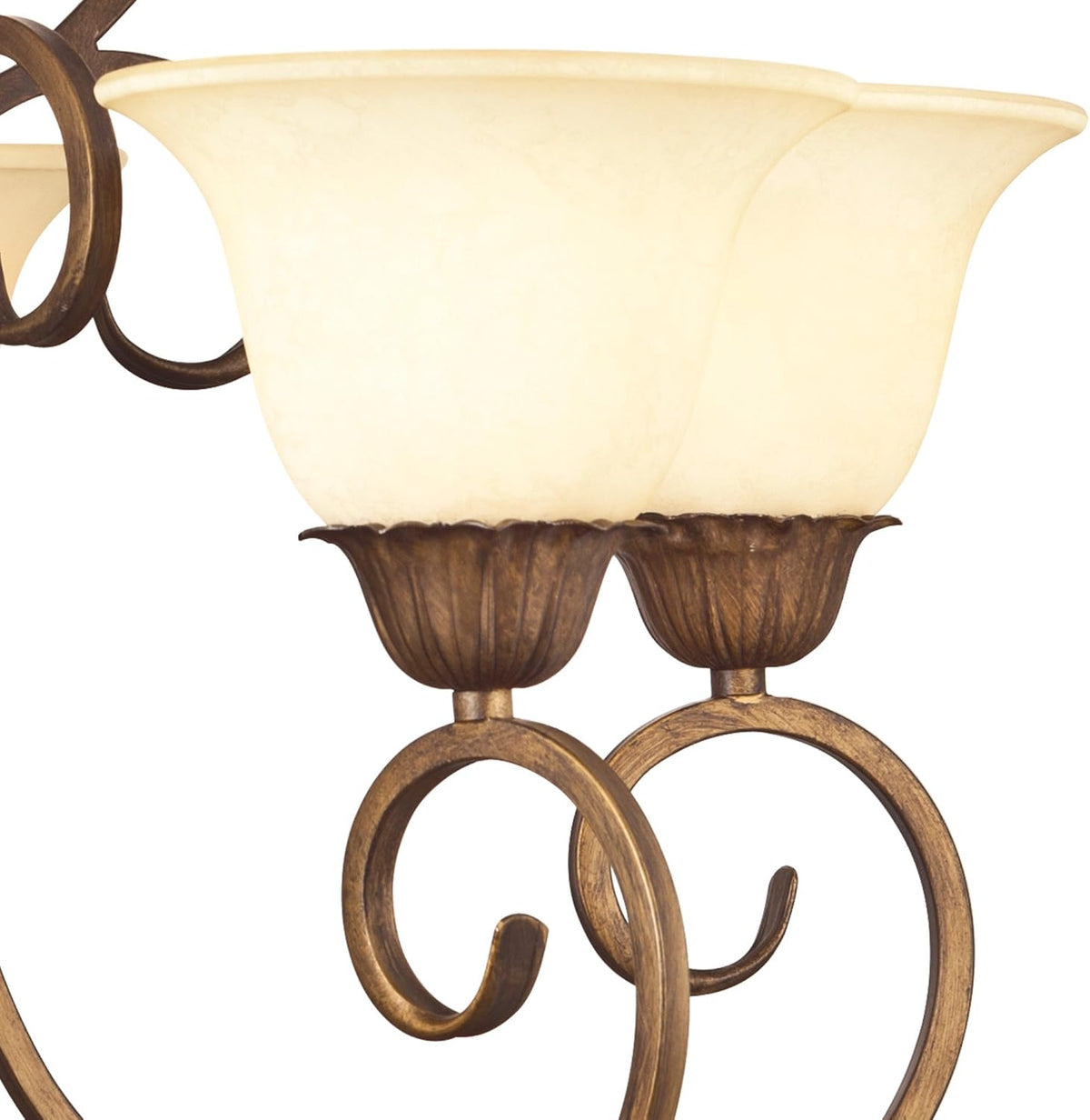 Five-Light Interior Chandelier, Ebony Gold Finish with Burnt Scavo Glass Y70025