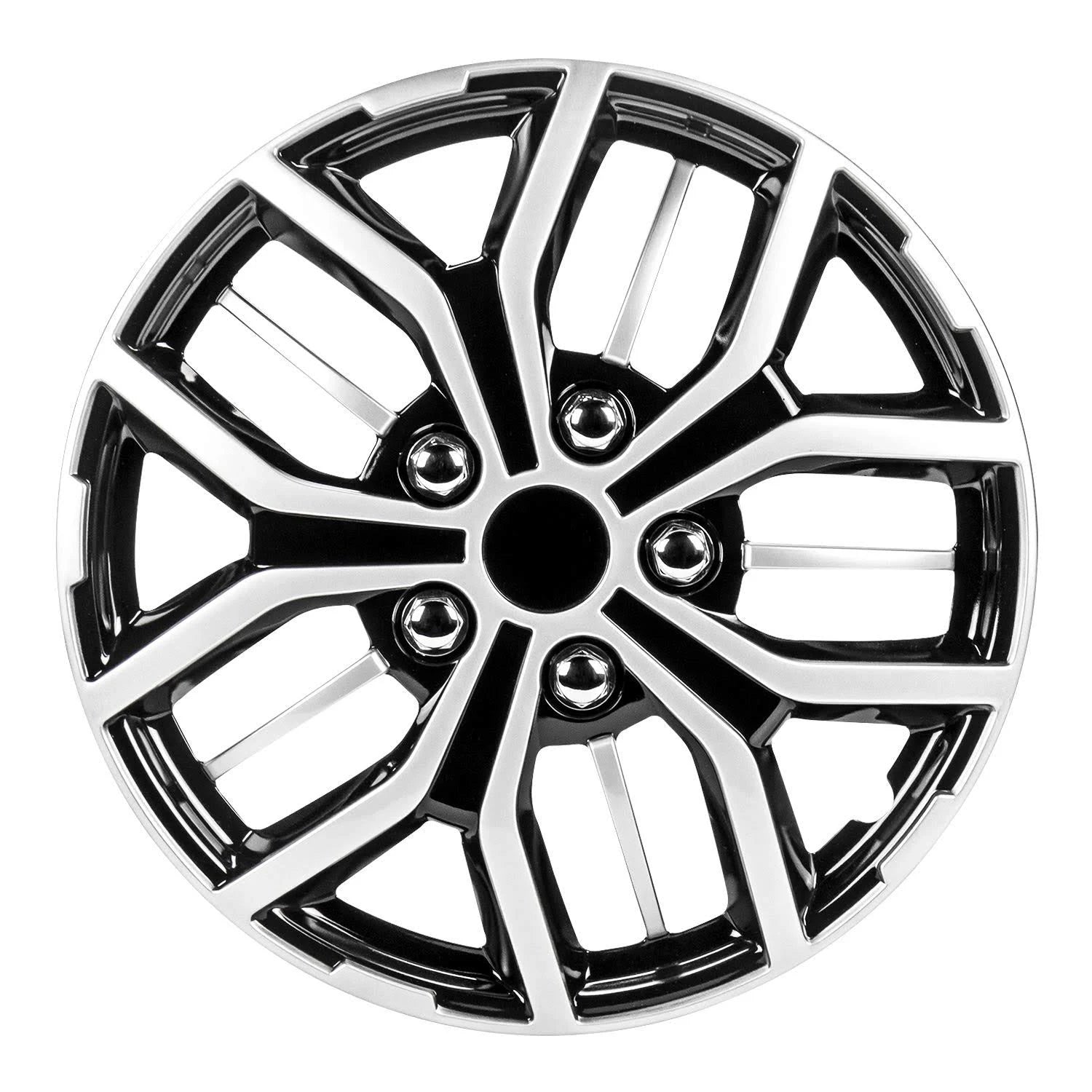 16 inch Black and Silver Universal Hubcap Wheel Covers, Set of 4 I57459