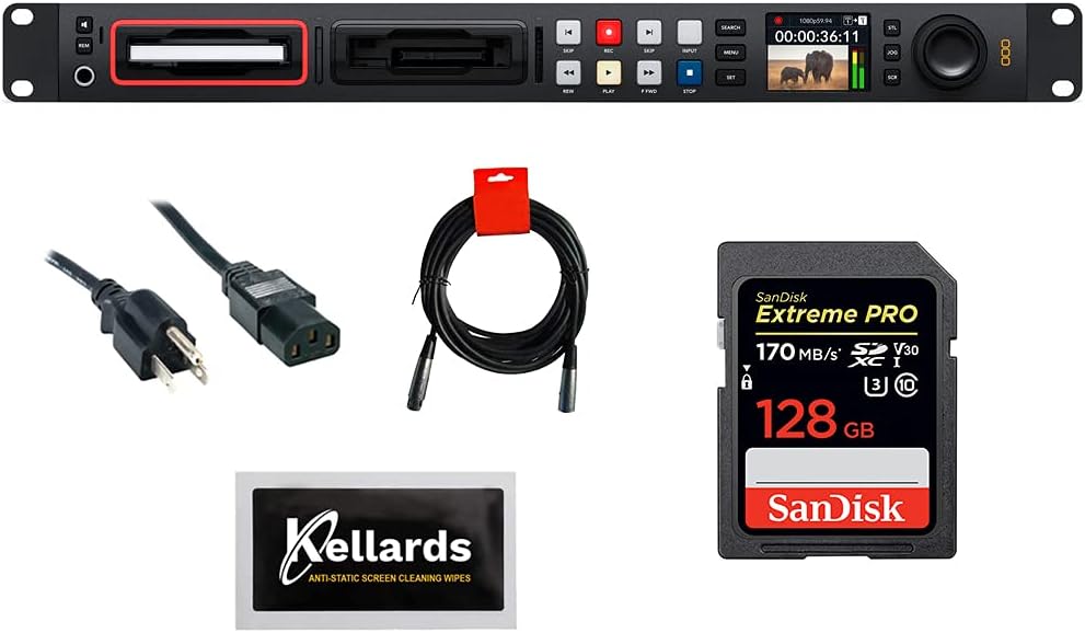 HyperDeck Studio HD Pro Bundle with 128GB Memory Card, XLR Cable, and Screen Cleaning Wipes J937322